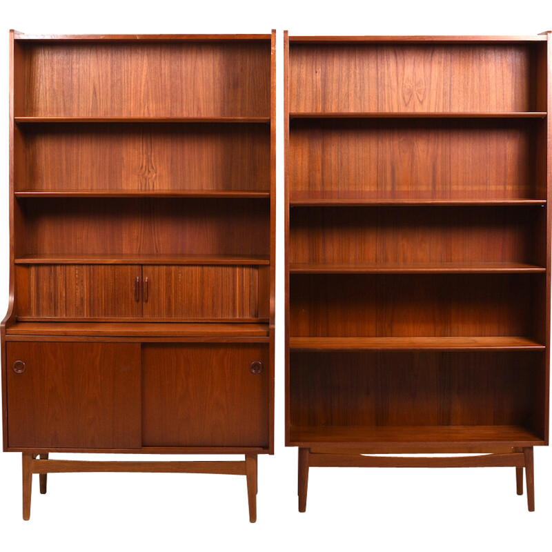 Vintage secretary and bookcase in teak by Johannes Sorth for Nexø Møbelfabrik Bornholm, 1960s