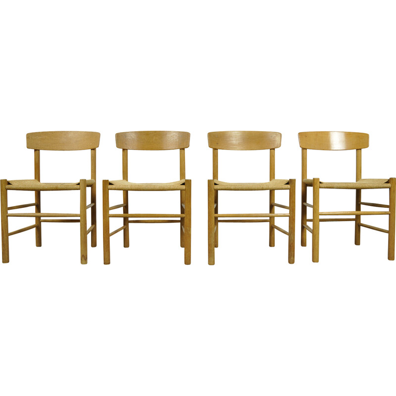 Set of 4 vintage oakwood dining chairs model J39 by Børge Mogensen for F.D.B. Mobler, Denmark 1960s