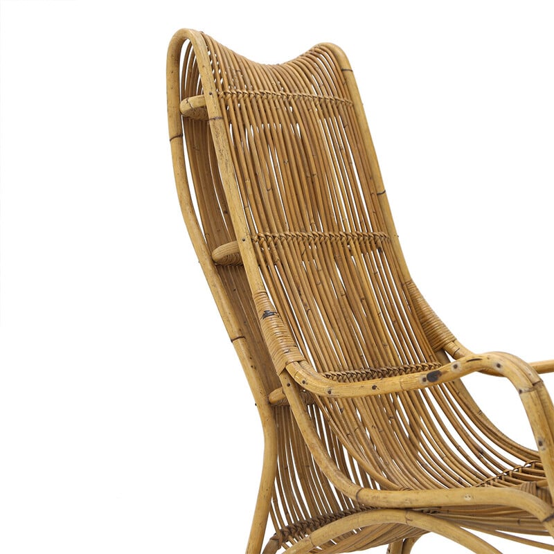 Vintage "527" rattan armchair by Werther Toffoloni and Piero Palange for Gervasoni, 1950s