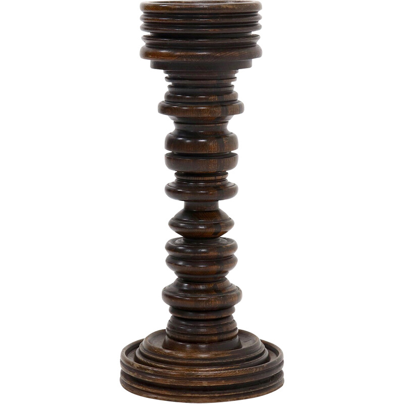 Pedestal Skrew vintage de madera maciza de roble, años 60