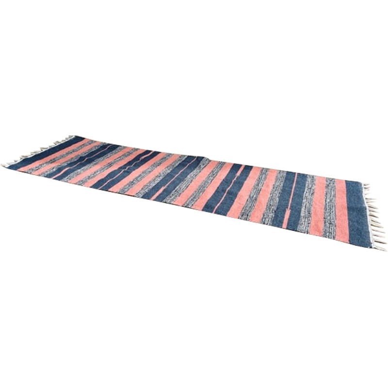 Vintage de cotão Tapis kilim, 1980