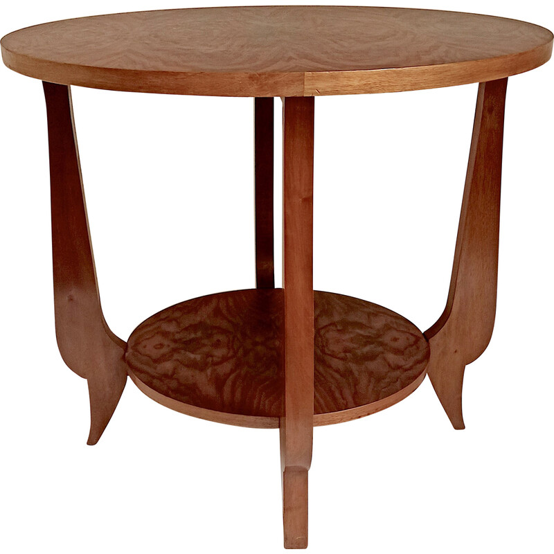 Vintage Art Deco solid walnut pedestal table, 1930