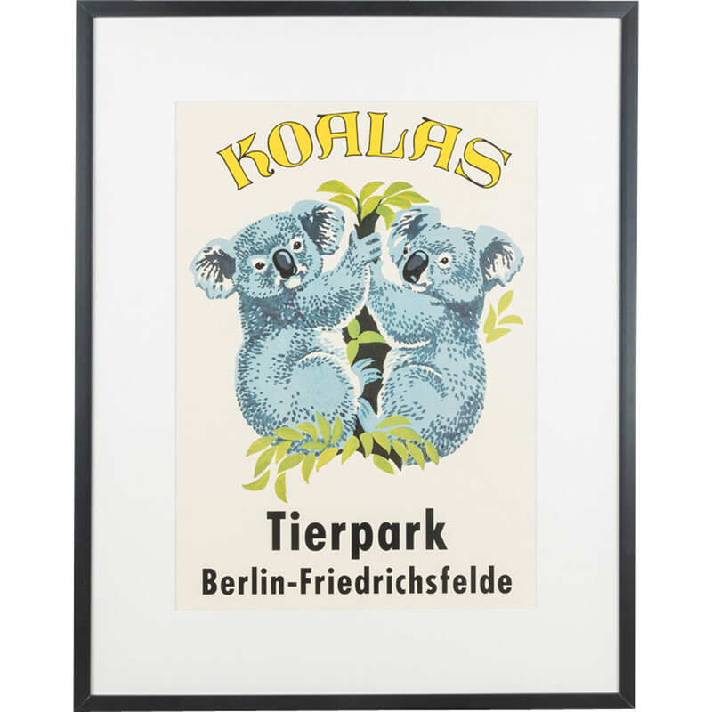 Affiche vintage du parc animalier de Berlin, 1980