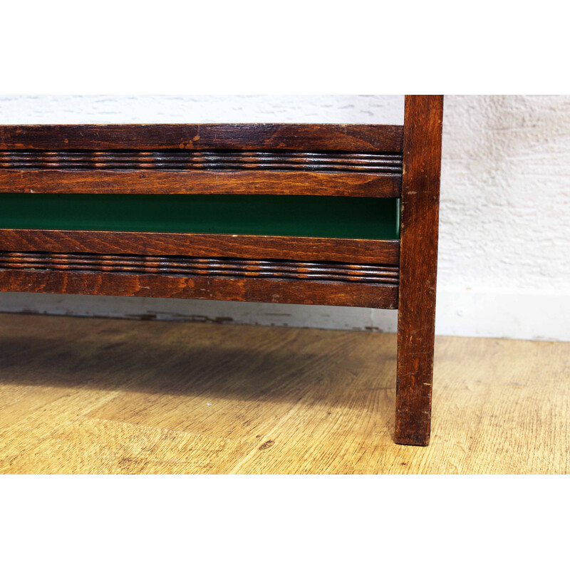 Vintage planter in solid wood and zinc, 1950