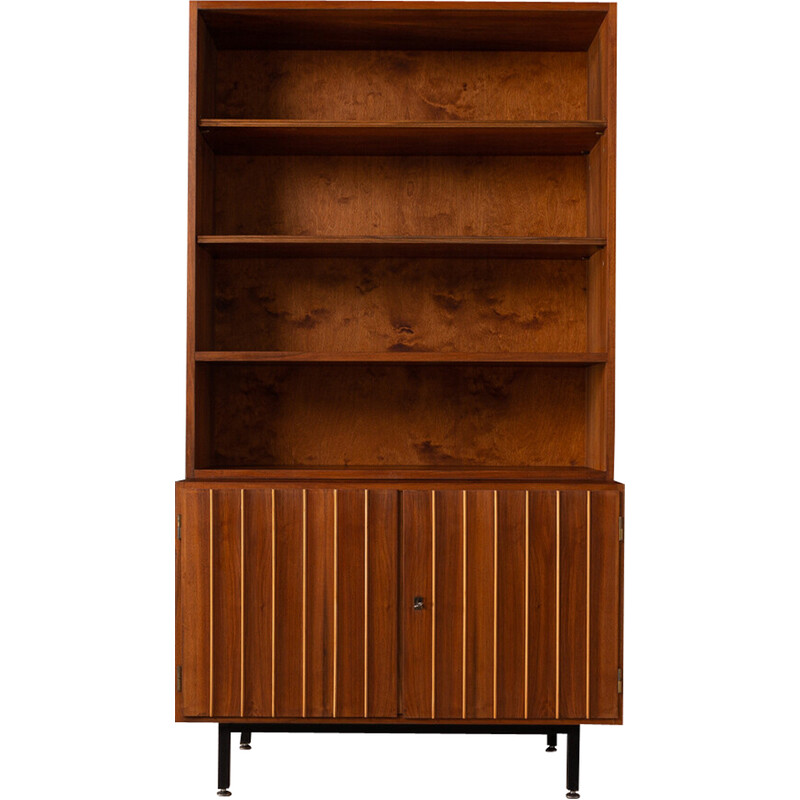 Vintage two-part walnut bookcase, Germany 1960s