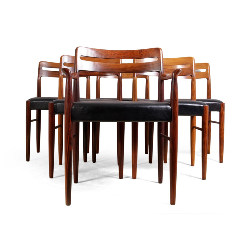 Ensemble de six chaises à repas par H W Klein pour Bramin - 1960