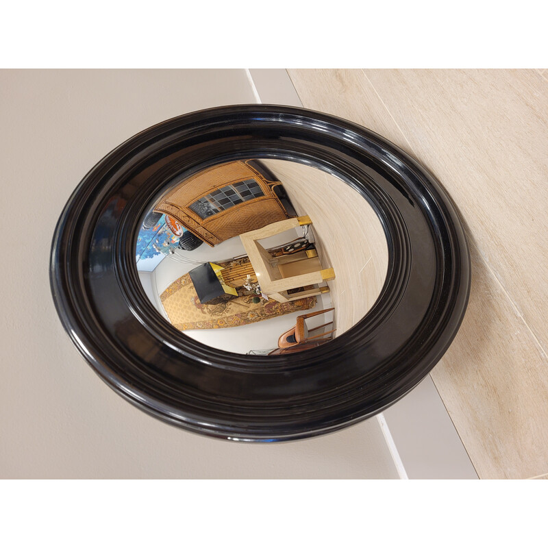 Vintage convex mirror with lacquered frame, France
