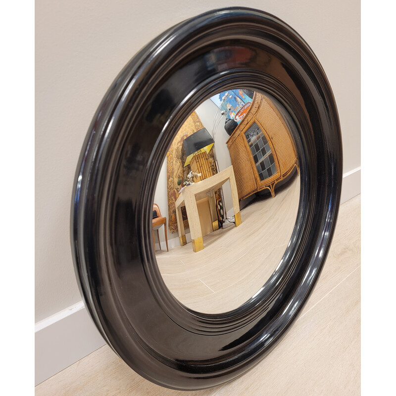 Vintage convex mirror with lacquered frame, France