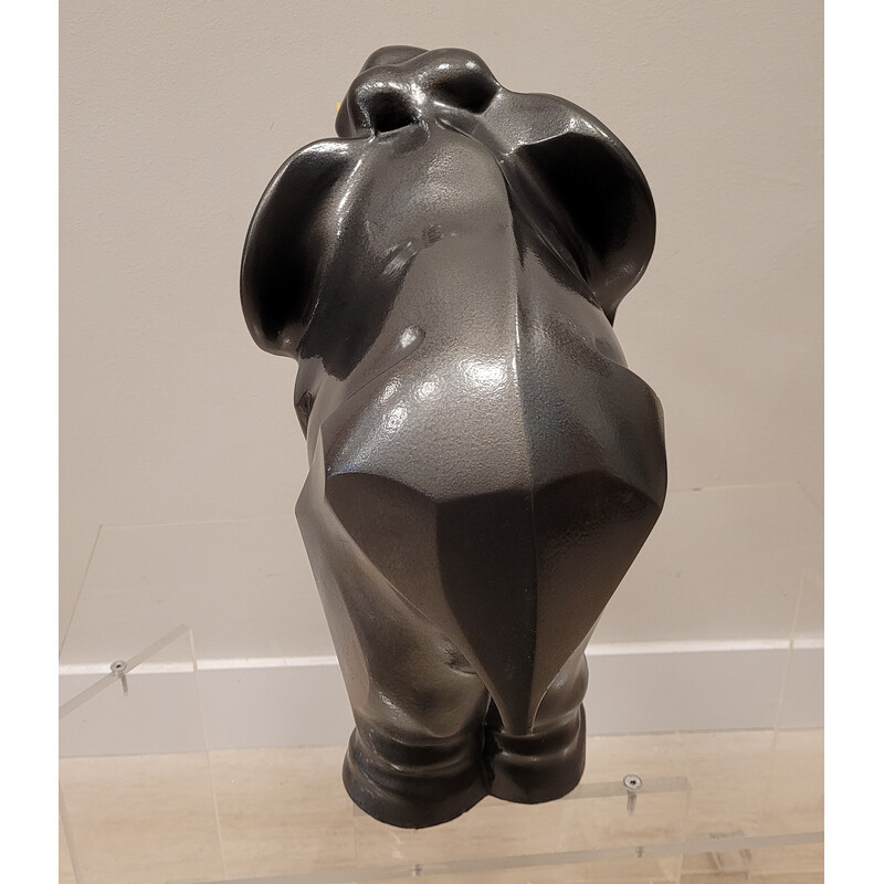 Escultura Art Decó vintage de metal en forma de elefante Babbitt, Francia