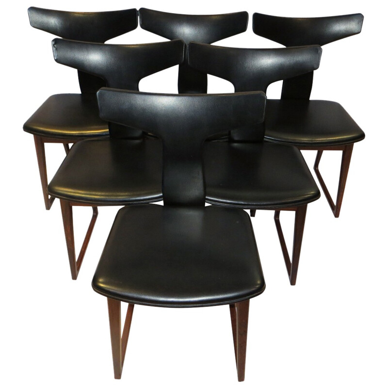 Set of 6 chairs in rosewood, Arne VODDER - 1960s