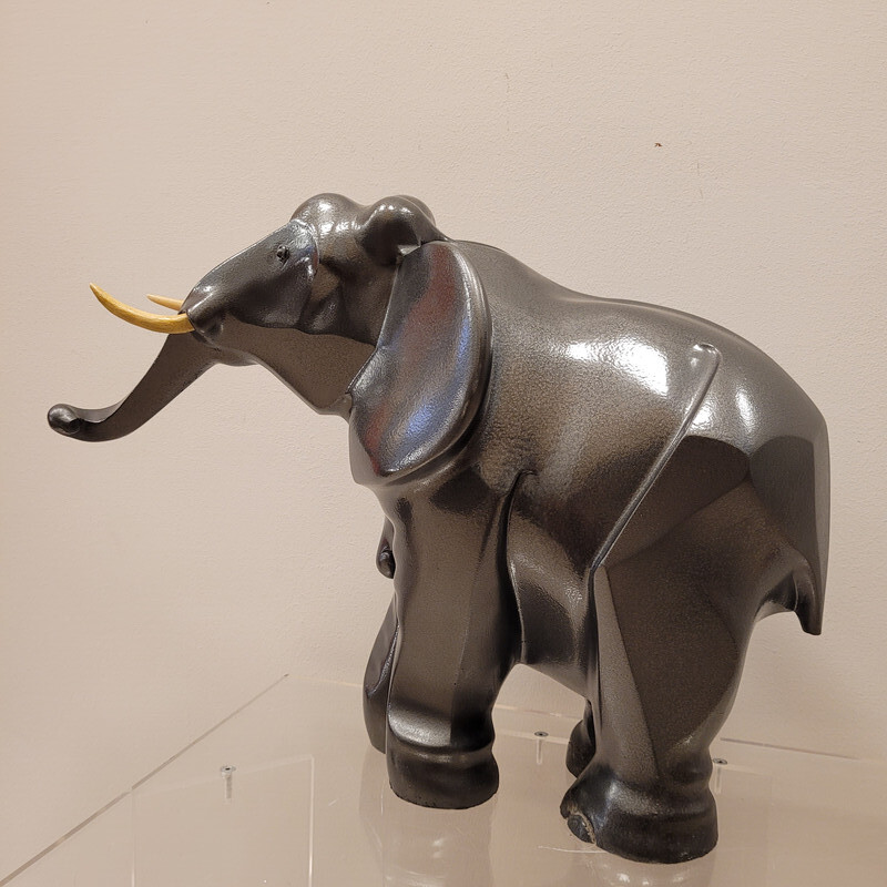Vintage Art Deco metal elephant sculpture Babbitt, France