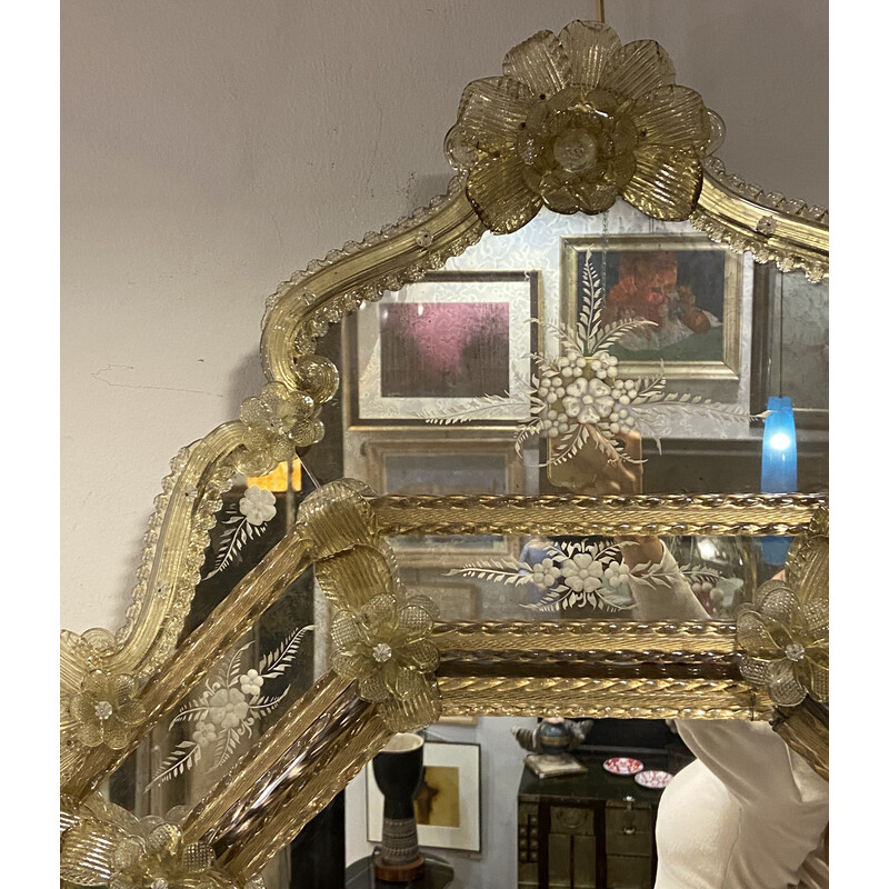 Miroir vénitien vintage en verre de Murano, Italie