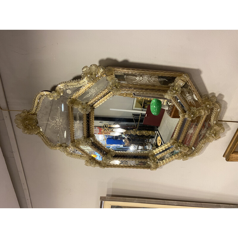 Espejo veneciano vintage en cristal de Murano, Italia