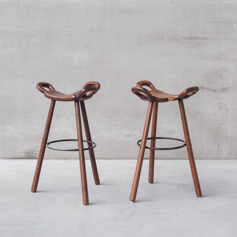 Brutalist mid-century "Marbella" bar stools, Spain 1970s