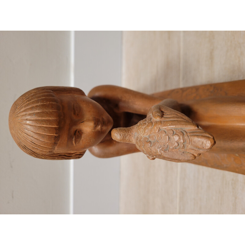 Vintage Art Deco terracotta meisjesbeeldje van Charles Peyre, Frankrijk