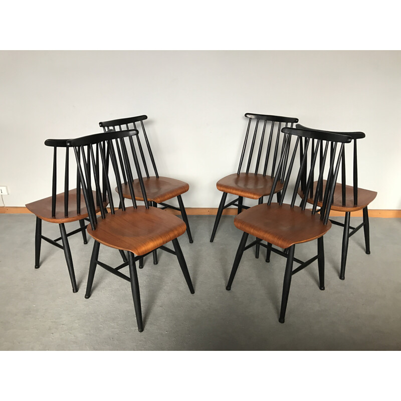 Set of 6 "Fanett" teak chairs, Ilmari TAPIOVAARA - 1960s