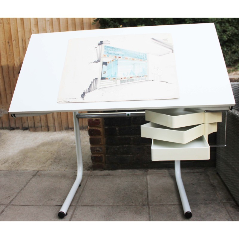 Vintage white desk by Joe Colombo for Bieffeplast, 1960s