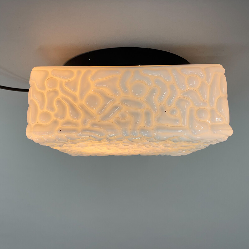 Lampada da soffitto quadrata di metà secolo, Cecoslovacchia, anni '70