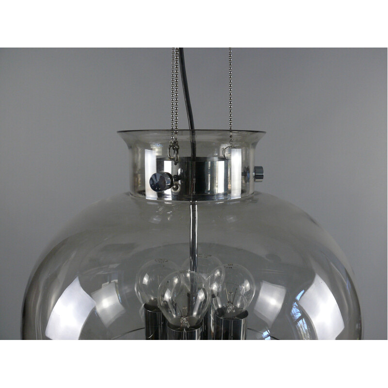 Vintage 4-bulb glass pendant lamp by Glashütte Limburg, Germany 1970s