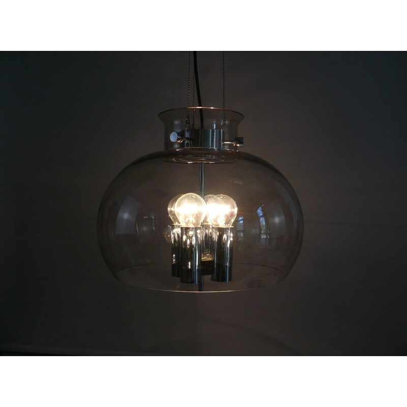 Vintage 4-bulb glass pendant lamp by Glashütte Limburg, Germany 1970s