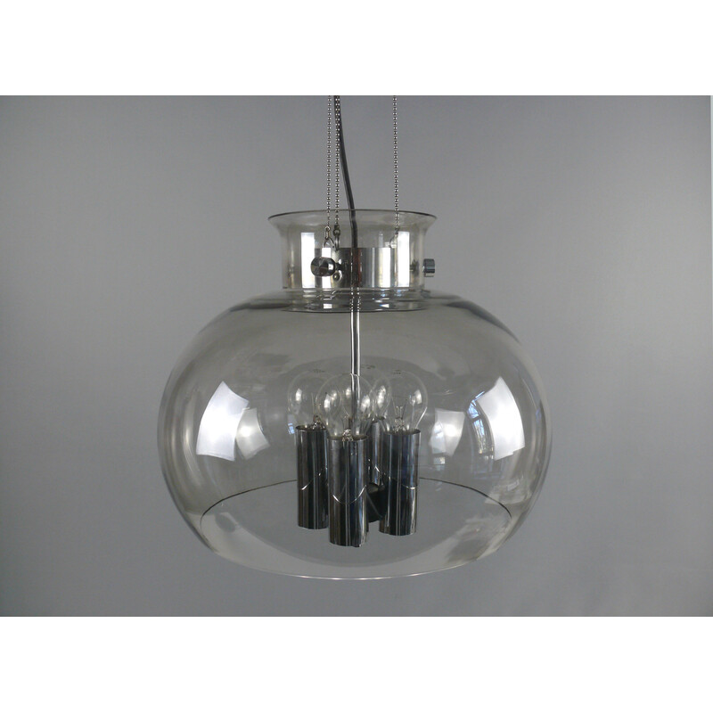 Vintage 4-bulb glass pendant lamp by Glashütte Limburg, Germany 1970s