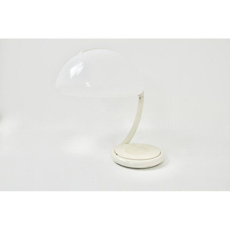 Lámpara de mesa vintage Serpente blanca de Elio Martinelli para Martinelli Luce, 1960
