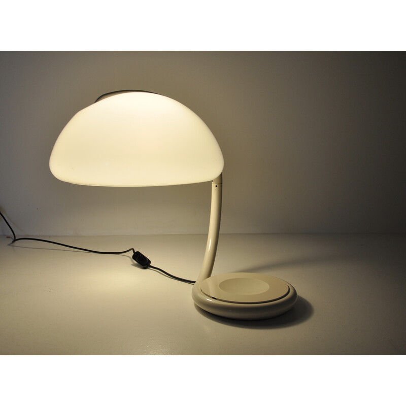 Lámpara de mesa vintage Serpente blanca de Elio Martinelli para Martinelli Luce, 1960