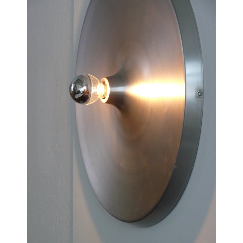 Vintage wall lamp in brushed aluminum, 1960