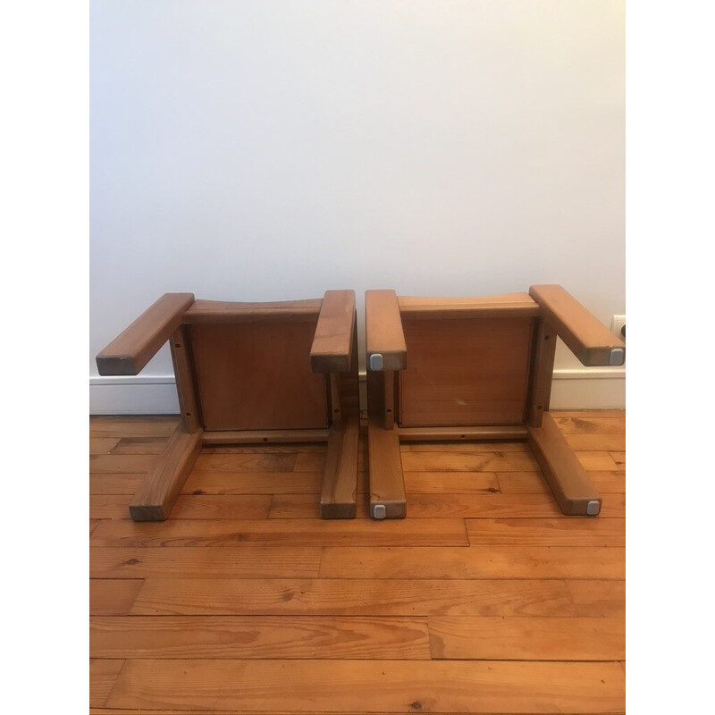 Pair of vintage elm bedside tables for Maison Regain
