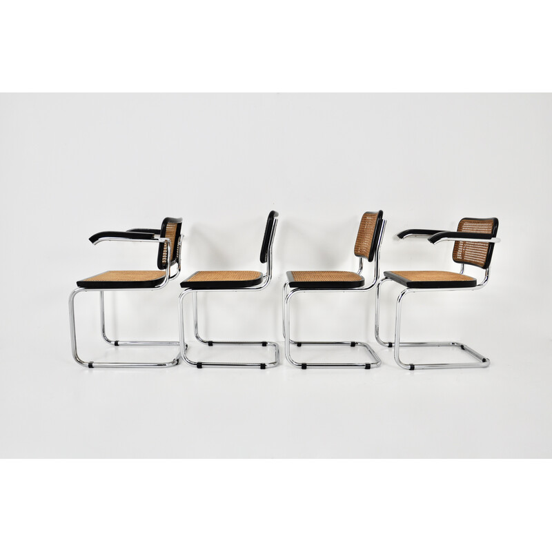 Set von Vintage-Stühlen aus Metall, Holz und Rattan von Marcel Breuer