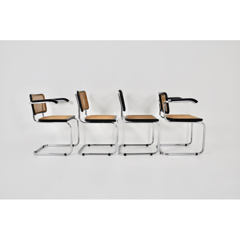 Set vintage stoelen in metaal, hout en rotan van Marcel Breuer