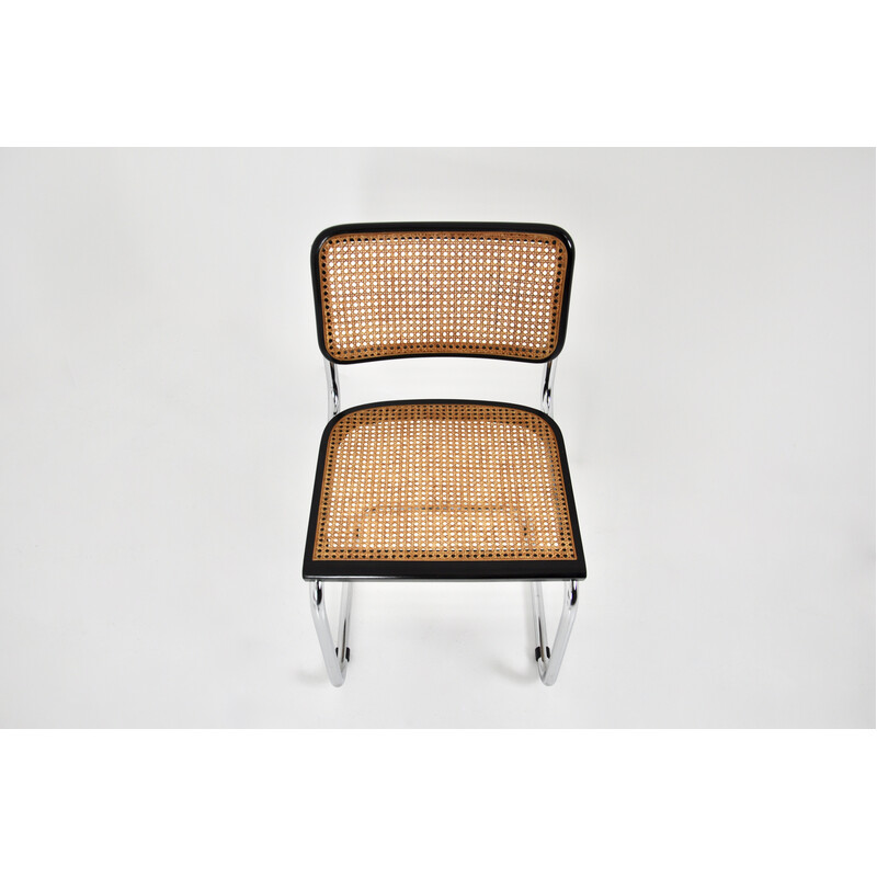 Conjunto de cadeiras vintage em metal, madeira e rotim de Marcel Breuer