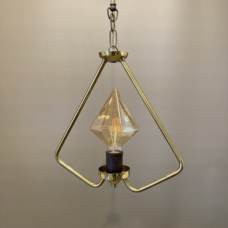 Suspension scandinave vintage en métal et verre, 1950