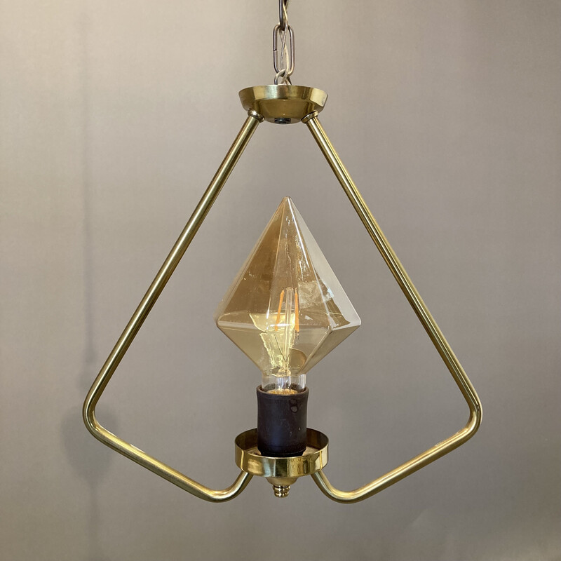 Suspension scandinave vintage en métal et verre, 1950