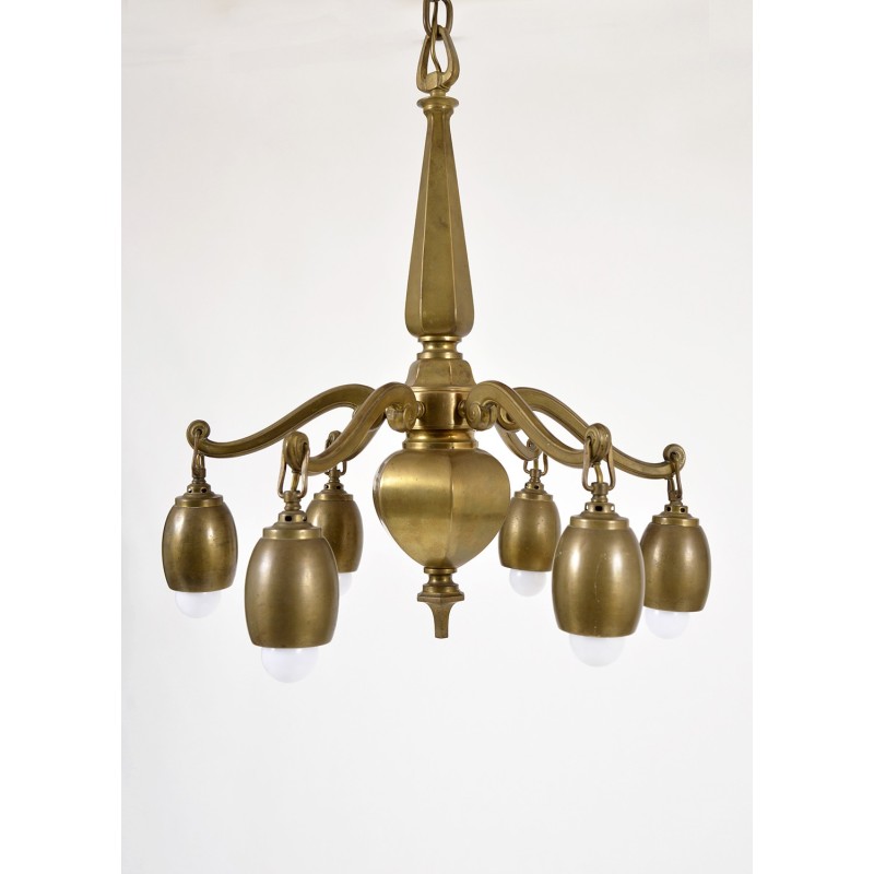 Vintage pendant lamp in solid brass, 1920s