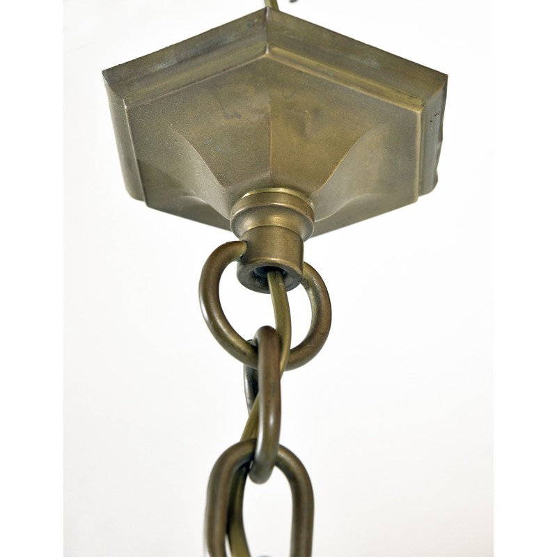 Lampada a sospensione vintage in ottone massiccio, anni '20