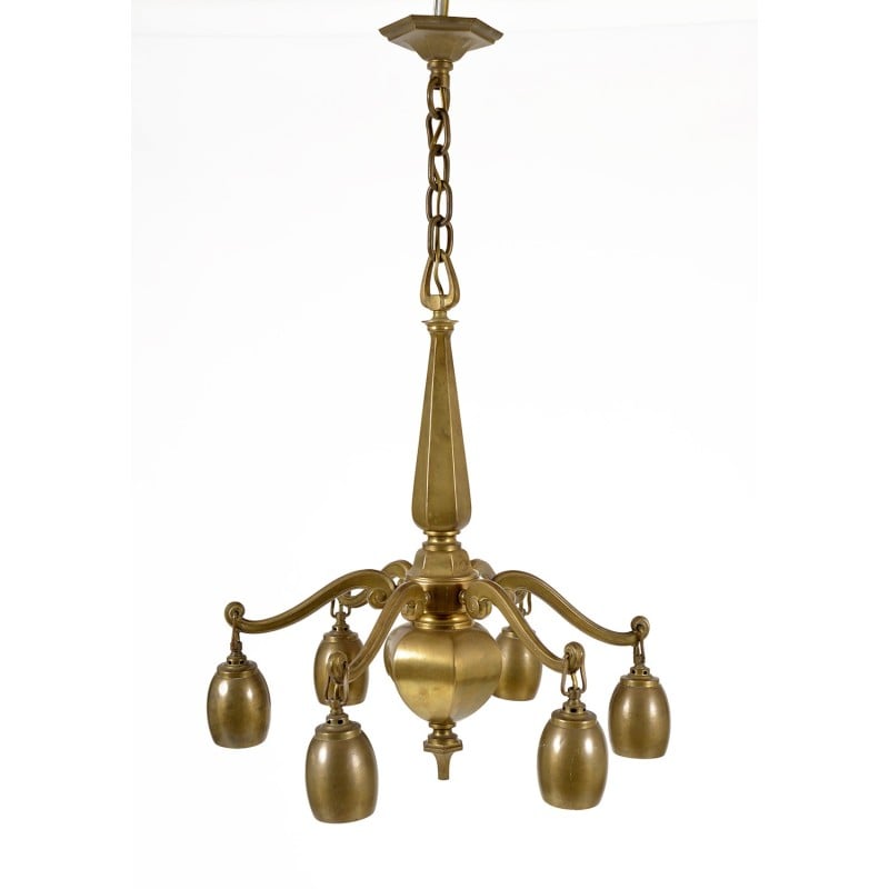 Vintage pendant lamp in solid brass, 1920s