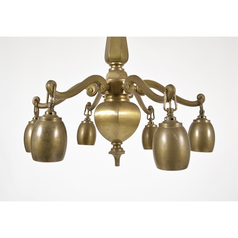 Vintage pendant lamp in solid brass, 1920s