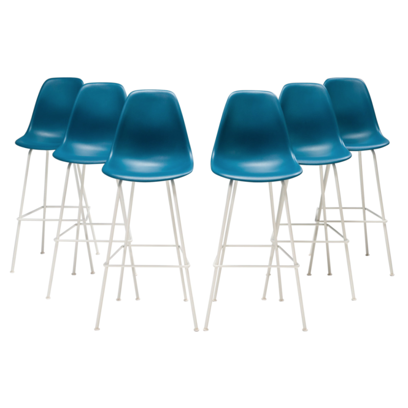 Set of 6 vintage plastic stools by Charles & Ray Eames for Herman Miller, 1950s