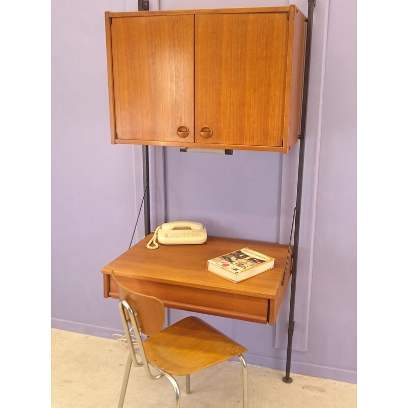 Scandinavian suspended teak desk - 1960