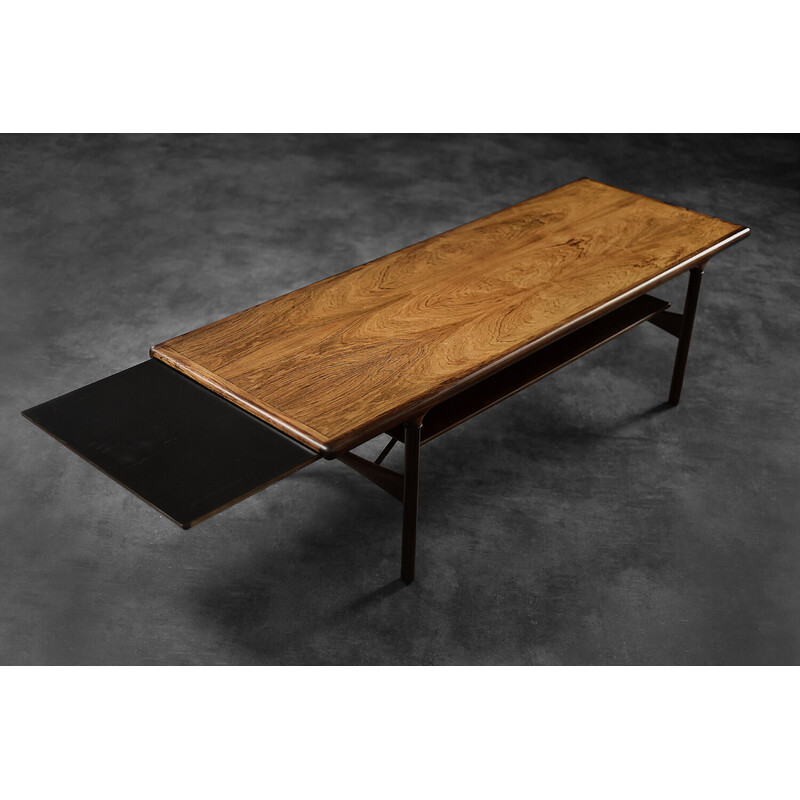 Vintage rosewood coffee table with shelf, Denmark 1960s