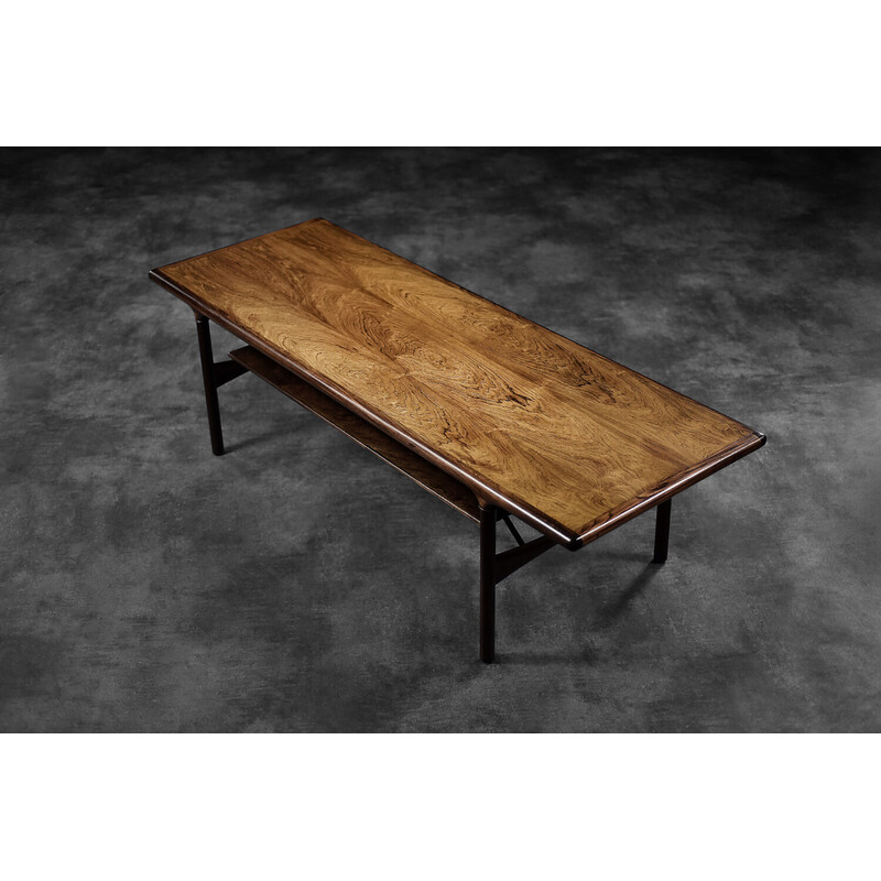 Mesa de café Vintage rosewood com prateleira, Dinamarca Anos 60