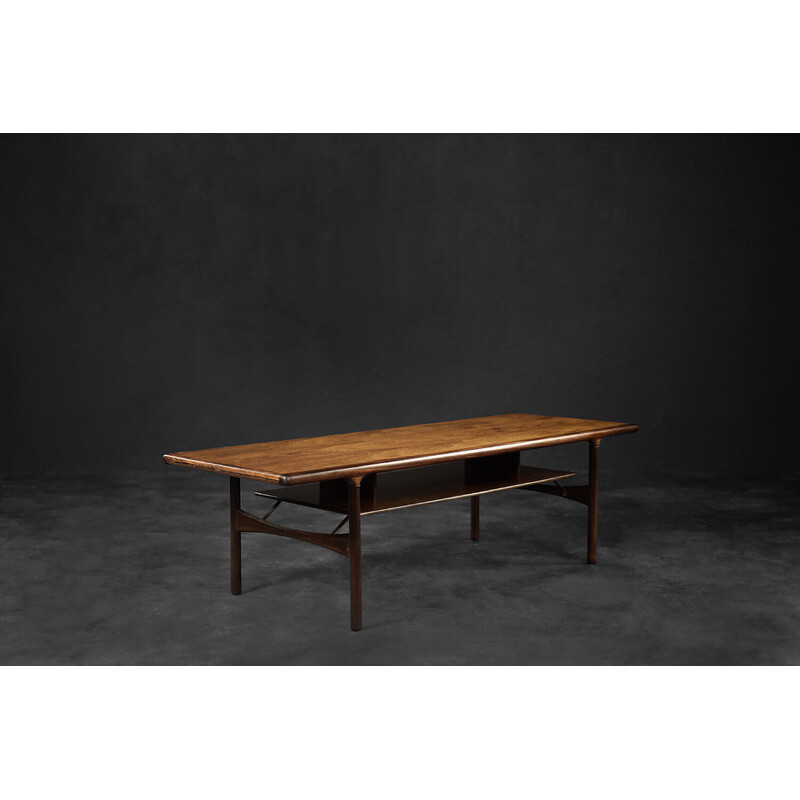 Table basse vintage en palissandre avec étagère, Danemark 1960