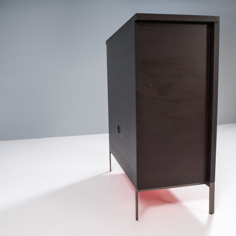 Vintage dark oak and red storage cabinet by Maxalto for B&B Italia, 2003s