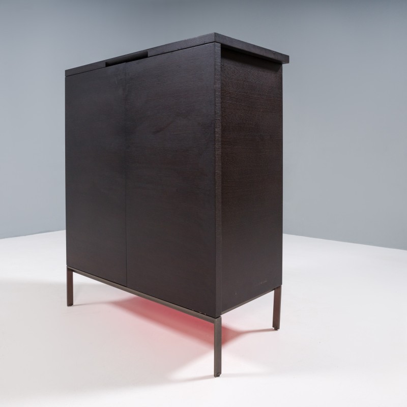 Vintage dark oak and red storage cabinet by Maxalto for B&B Italia, 2003s