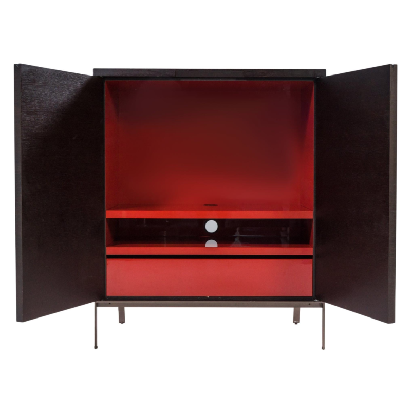 Vintage dark oak and red storage cabinet by Maxalto for B&B Italia, 2003s