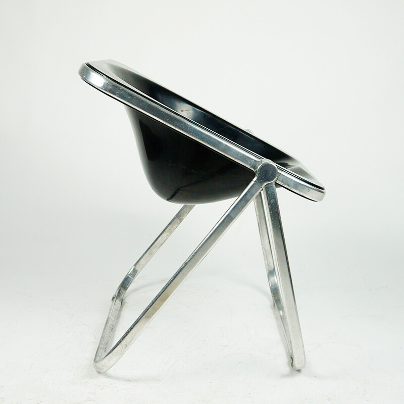 Vintage Plona silla plegable de plástico negro por Giancarlo Piretti para Castelli, Italia 1969s