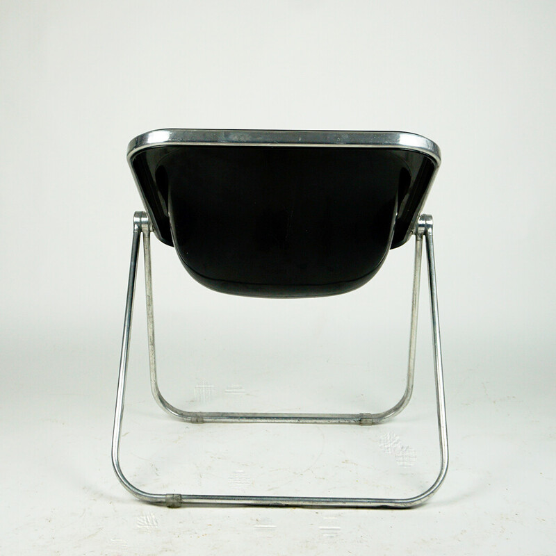 Vintage Plona folding chair in black plastic by Giancarlo Piretti for Castelli, Italy 1969s