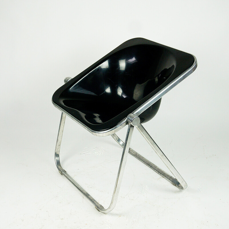 Vintage Plona Klappstuhl aus schwarzem Kunststoff von Giancarlo Piretti für Castelli, Italien 1969er