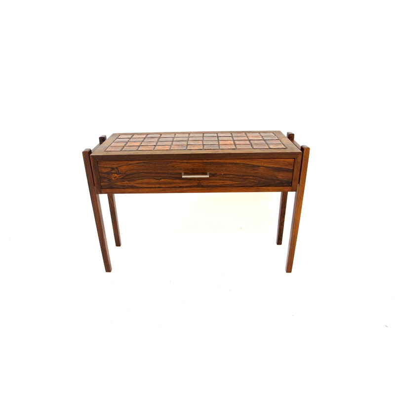 Vintage console in rosewood and ceramic, Sweden 1960s
